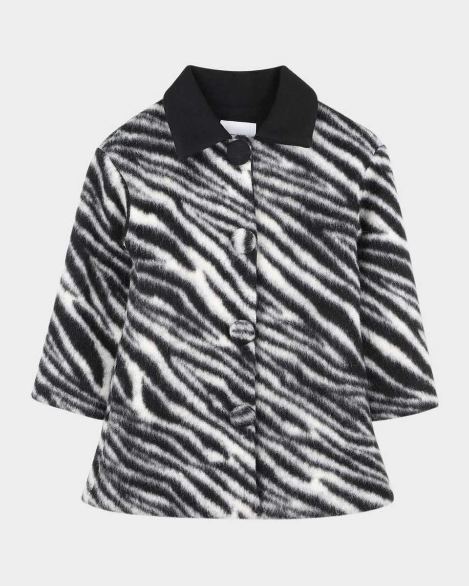 Girl's Zebra Faux Fur Coat, Size 4-
